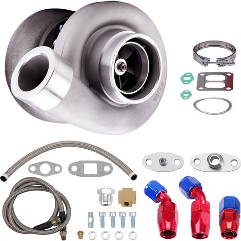 Universal V-Band T4 4 Bolt Flange GT45 Turbo Oil Feed Line Drain Line kits (1/5)