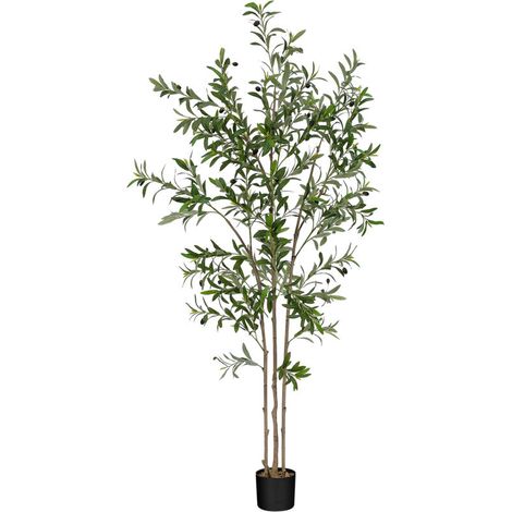 Plante verte artificielle olivier 120 cm – Feuilles denses réalistes – Fausse plante en pot pour intérieur et extérieur – Décoration salon balcon (1/5)