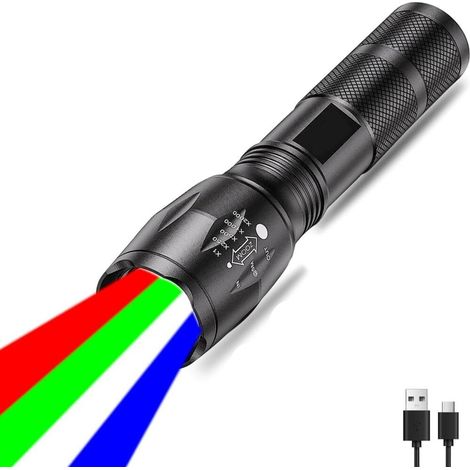les sorties nocturnes à vélo et la photographie. – Lampe torche zoom rechargeable quatre couleurs (1/5)