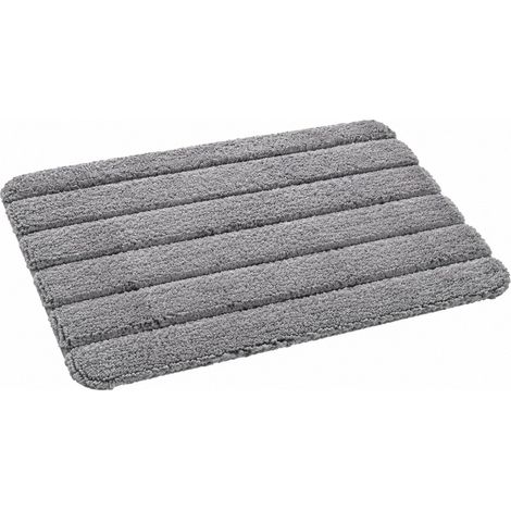Tapis de bain antidérapant et absorbant, turquoise et blanc, 40 x 60 cm, microfibre, lavable en machine 40 x 60 cmgris (1/5)