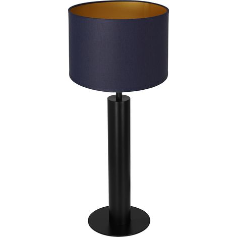 Lampe table métal noire 58cm abat-jour bleu E27 Luminex