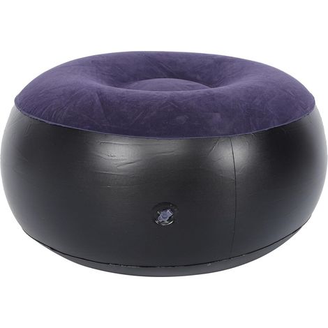 Chaise Gonflable Portable avec Repose-Pieds Intégré PVC Floqué Bleu 62x62x31cm pour Intérieur Extérieur (1/5)