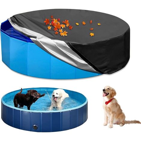 Schutzhülle für runde Schwimmbecken, Hundepoolabdeckung mit Kordelzug, 122 x 30 cm, wasserdicht, faltbare Poolabdeckung aus Oxford-Gewebe, Schutzhülle für runde Aufstellbecken (1/5)
