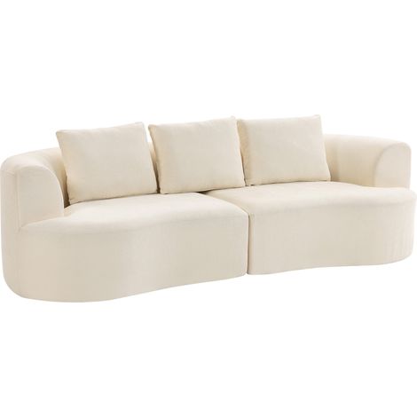 3-Sitzer-Sofa, 203 cm, Chenille-Stoff, Cremeweiß