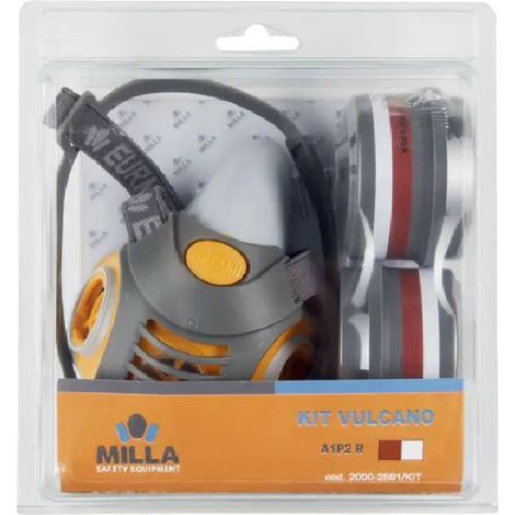 MASCHERA RESPIRATORIA BIFILTRO 'VULCANO' IN KIT con coppia filtri A1P2  - MILLA