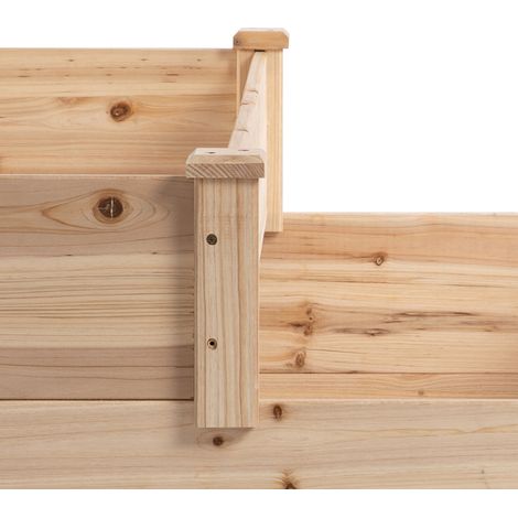 Plateau de culture surélevé 3 niveaux en bois brut 120x120x56cm, bac à fleurs extérieur pour plantes, jardin potager décoratif (1/5)