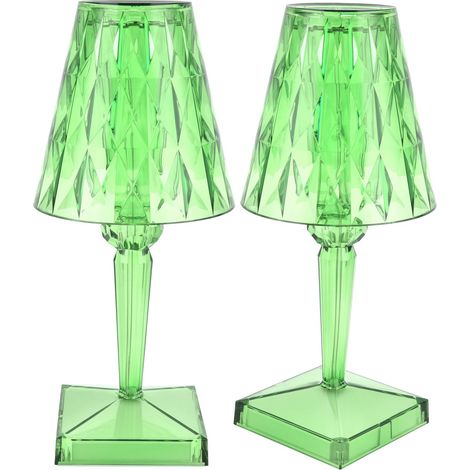 Lampe de bureau LED en cristal avec motif diamant prismatique transparent, rechargeable par USB, à intensité variable, idéale pour les chambres, salles à manger, bars, bureaux et tables décoratives. V (1/5)