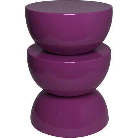 Coffee table, side table, bedside table, metal with glossy finish Purple 32x32x46.5 cm - Coumba