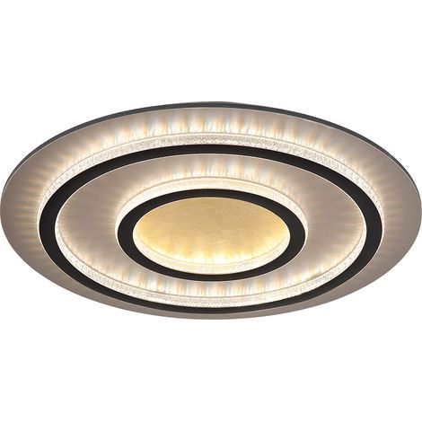 Lampada da soffitto a LED dimmerabile con telecomando plafoniera in cristallo nero oro lampada da soggiorno, cambio colore, 60W 2100lm bianco caldo-bianco freddo, P 55 x 6 cm (1/5)