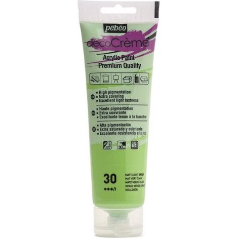 Peinture acrylique - Vert clair - Mat - 30 - Multi-supports - DécoCrème - Pébéo - 120ml (1/2)