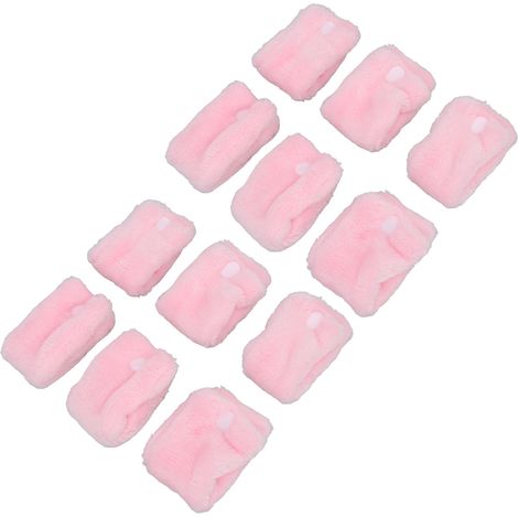 Lot de 12 bigoudis en polaire corail sans chaleur, outils de coiffure pour créer vos propres boucles (rose). (1/5)