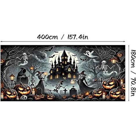 Toile de fond décorative pour Halloween - Taille: 3x2m - Polyester haute qualité - Facile à installer - Lot de 1 (1/4)