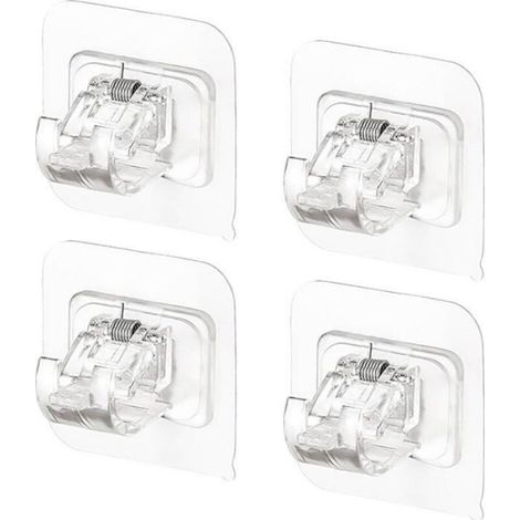 Support de tringle à rideau autocollant, transparent, lot de 4 pièces, pour cuisine et salle de bain (1/5)