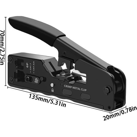 RJ45-Crimper – RJ45-Netzwerkstecker – Crimpwerkzeug für CAT5, CAT5E, CAT6, CAT6A, CAT7, CAT7A – Erstellen Sie Telefonleitungen, ungeschirmte und geschirmte Netzwerkkabel (1)