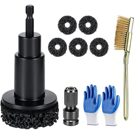 Kit de Nettoyage de Moyeux de Roue pour Boulons et Moyeu de Roue Ponçage avec 5 Disques Abrasifs, Adaptateur 1/2", Brosse Métallique, Enlever Rapidement la Rouille des Jantes (1/5)