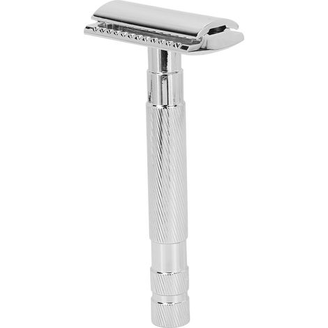 Rasoir de sécurité style vintage, précis, lisse, sûr, durable, antidérapant, design ergonomique, double tranchant, argenté (1/5)