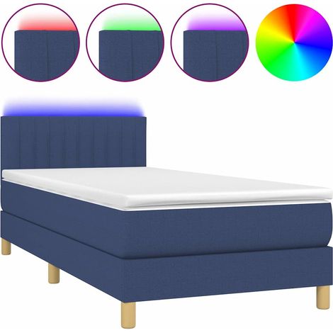 Maison Exclusive - Boxspringbett mit Matratze & LED Blau 90x200 c (1/5)