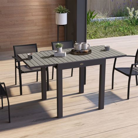 Table de jardin d'extérieur, résistante aux intempéries, 162 x 80 x 75 cm, grise (1/5)