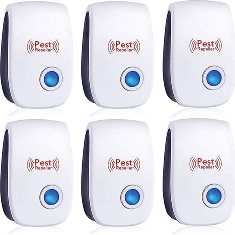 Lot de 6 répulsifs à ultrasons pour insectes, anti-cafards, fourmis, souris, punaises, rats, rongeurs, moustiques, araignées, pour la maison, le bureau, l'entrepôt et l'hôtel (1/5)