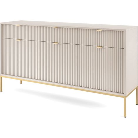 Selsey VELLORE - Sideboard 3-türig, Greige mit goldfarbenem Gestell, 154 cm (1/5)