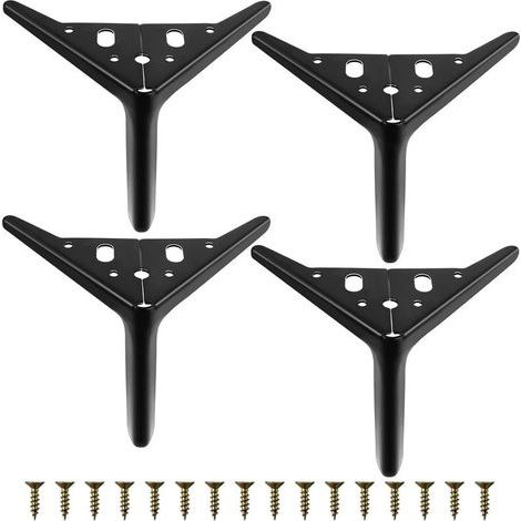 QAZQA Set mit 4 schwarzen 15 cm Möbelbeinen, Metallsofabeinen, DIY-Metalltischbeinen mit Schrauben, modernen Möbelbeinen, geeignet für Couchtische, TV-Schränke, Betten. (1/5)