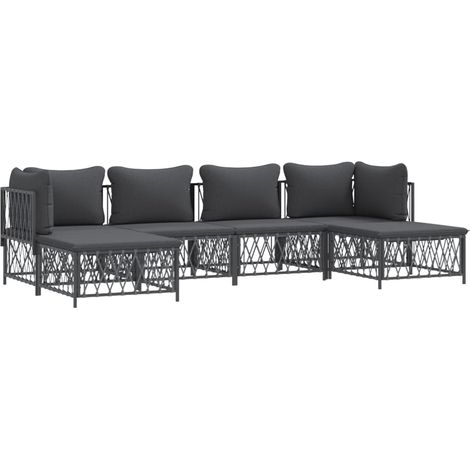 6-tlg. Garten-Lounge-Set mit Kissen Anthrazit Stahl vidaXL (1/4)