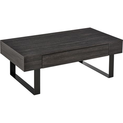 Table basse avec tiroir cadre métallique gris foncé 110 x 60 x 40 cm
