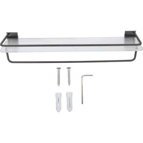 Étagère de douche murale de 50 cm, grise, base en acrylique, tige en aluminium, porte-serviettes, grand organisateur de salle de bain (1/5)