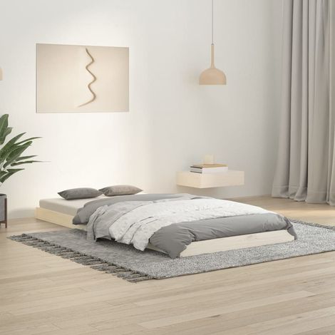 Lit adulte Contemporain  Cadre de lit Blanc 90x190 cm Bois de pin massif Simple 92399 (1/5)