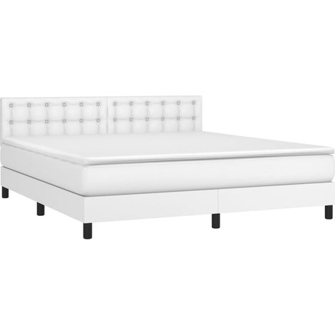 Estructura de cama LED con cabecero con somier colchón 180x200 cm sintético blanco TDL0208720
