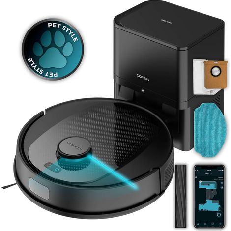 Robot aspirateur noir 3200 mAh Self-Emptying