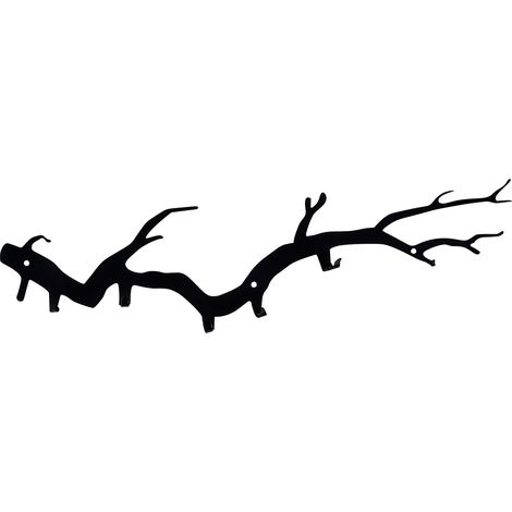 Cotecosy – Crochet mural en métal noir 100 % – Fixation facile au mur – Épaisseur 1,5 mm – Taille 87 x 22 cm pour manteaux et sacs (1/4)