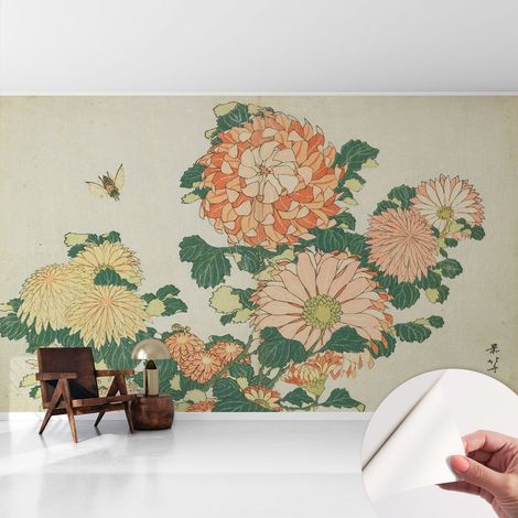 Carta da parati autoadesiva - Fotomurale adesivo - soggiorno moderno - resistente - Fiori di crisantemo 416x254 cm (1/5)