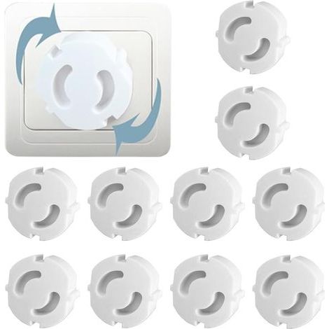 Sécurité Enfants pour Prises - Lot de 10 pour Bouchons, Protection des Prises, Bouchons de sécurité pour Enfants, Prises de sécurité pour Enfants, Prises de sécurité pour bébés, Blanc (1/5)