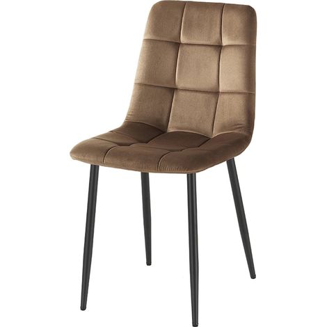 Wohnzimmer- Küchenstühle 4er Set gesteppt Samt Corfù - Braun (1/5)