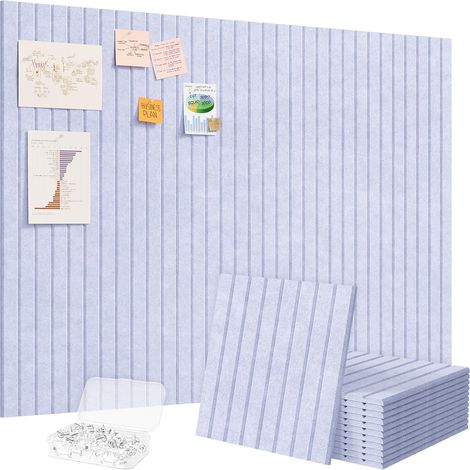 Tableau en Feutre Adhésif Décoratif, Lot de 12 Panneaux-120x90 cm, Idéal pour Afficher Notes et Photos au Bureau ou à la Maison, 50 Punaises Incluses, Alternative au Liège, Violet Pervenche (1/5)