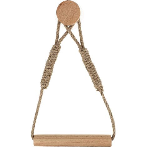 Porte-rouleau de papier toilette en bois massif, porte-rouleau de papier toilette en corde de chanvre (1/5)