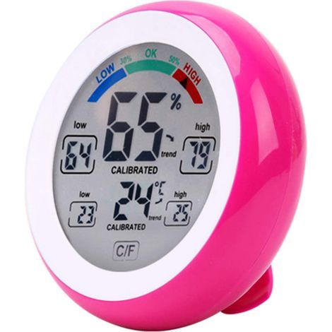Elektronisches, kabelloses Innen-/Außenthermometer mit Hygrometer, runder LCD-Touchscreen, rote Wetterstation UD02 (1/5)