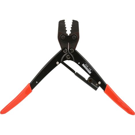 HX 10 Crimpzange aus Kohlenstoffstahl mit Ratschenfunktion für Drahtanschlüsse (1,25–10 mm AWG10-6), roter Griff (1/5)