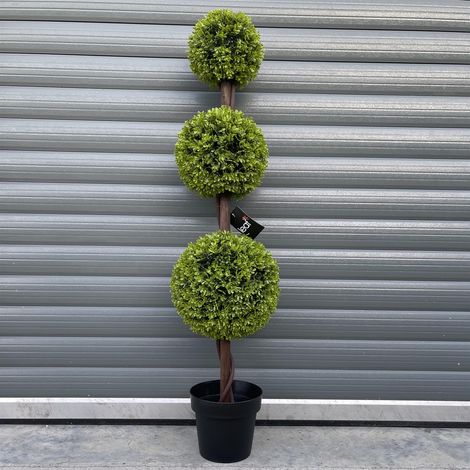 120cm Green Triple Ball Topiary Tree (1/3)