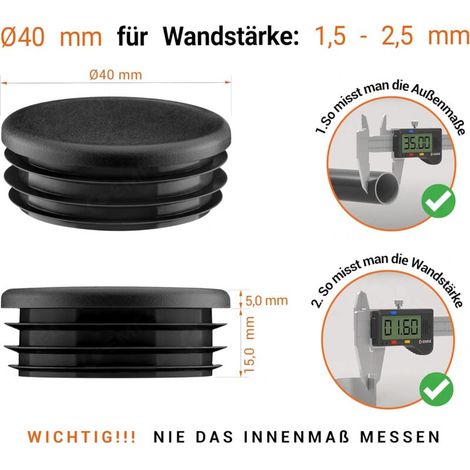 Lot de 10 capuchons à lattes rondes de 42 mm, capuchons à lattes en tube rond, capuchons de chaise ronds en plastique, capuchons à ailes rondes, protection parfaite pour les meubles et les sols