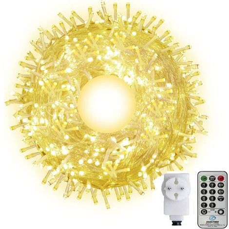 Guirlande lumineuse d'extérieur 100m – 600 LED blanc chaud – Étanche IP44 – 8 modes d'éclairage – Télécommande incluse (1/5)