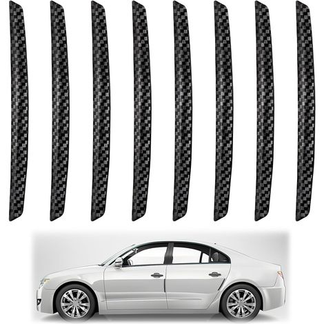 8 pièces de protection de seuil de portière de voiture, protège-bords de portière en fibre de carbone noire, protection pour le rétroviseur, Bandes de protection de seuil de portière à forte adhérence (1/5)