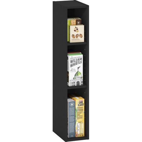 Étagère à Livres, bibliothèque étroite à 3 Niveaux, bibliothèque avec étagère de Rangement de 6-in de Largeur, pour Salon, Chambre, Bureau à Domicile, Bois Noir (1/5)
