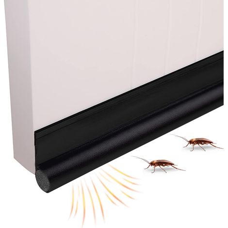Boudin de porte isolant froid 96 cm x 2 noir, joint autocollant anti-courant d'air, protection contre le bruit et le froid