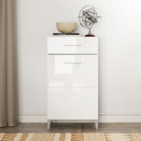 Mobile da Ingresso Ossona, 2 Ripiani, un Cassetto, Un'anta, 58x35x104.5h cm Bianco (1/5)