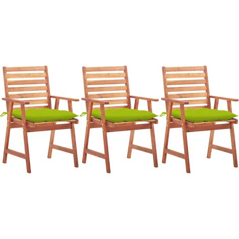 vidaXL Sillas comedor de jardín 3 uds madera maciza acacia y cojines (1/5)
