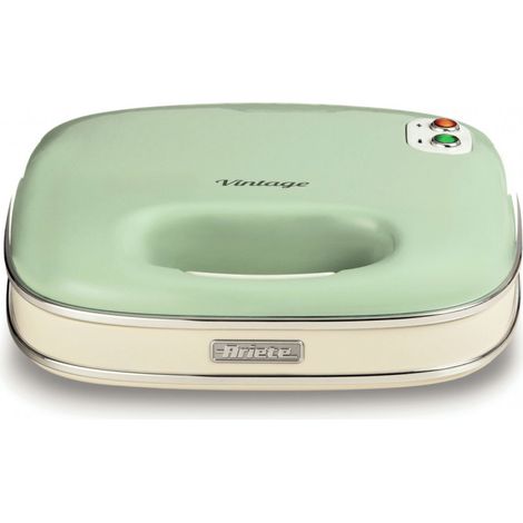 Ariete Linea Vintage 1963 Sandwich Maker Vintage, Piastra elettrica per toast, Sandwich e panini, 750W, Piastre fisse grill, Rivestimento antiaderente, Posizione e riponimento verticale, Verde (1/4)