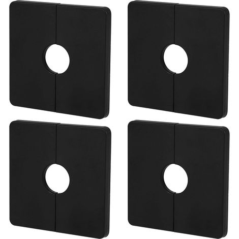 4pcs Plaque Recouvrement Plomberie Carrée, Plaque Recouvrement Pour Robinet Douche Bras Douche Carré Plaque Recouvrement Remplacement Tuyaux Standard 1/2" Utilisations Multiples(Noir) (1/5)