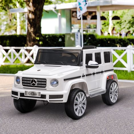 Coche Eléctrico para Niños de Batería 12 V BENZ G500 con Control Remoto Música Bocina 3-5 km/h Carga 30 kg Blanco (1/5)